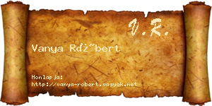 Vanya Róbert névjegykártya